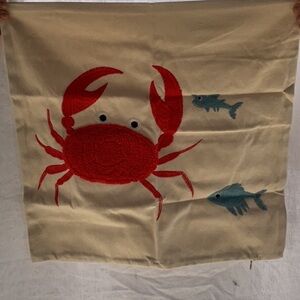 Red Crab Embroidered Pillow Case